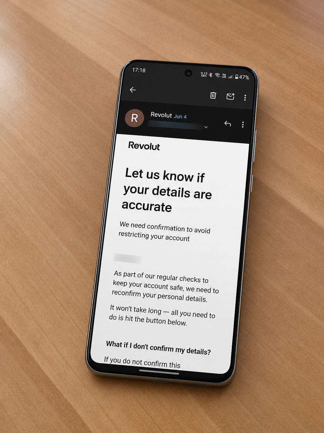 Revolut mail na mobitelu